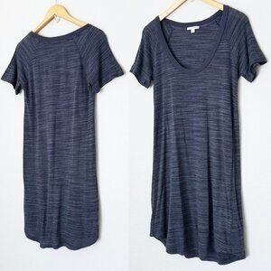 James Perse Scoop Neck Short Sleeves T-Shirt Dress S Casual Blue Heather USA